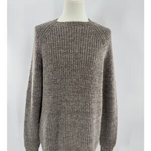 Peruvian Connection 100% Baby Alpaca Sweater Rib Knit Brown Cream Large